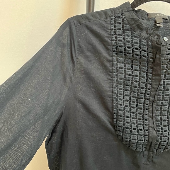 J Crew Black Long Sleeve Cotton Tunic Top Women M Classic - Picture 2 of 6